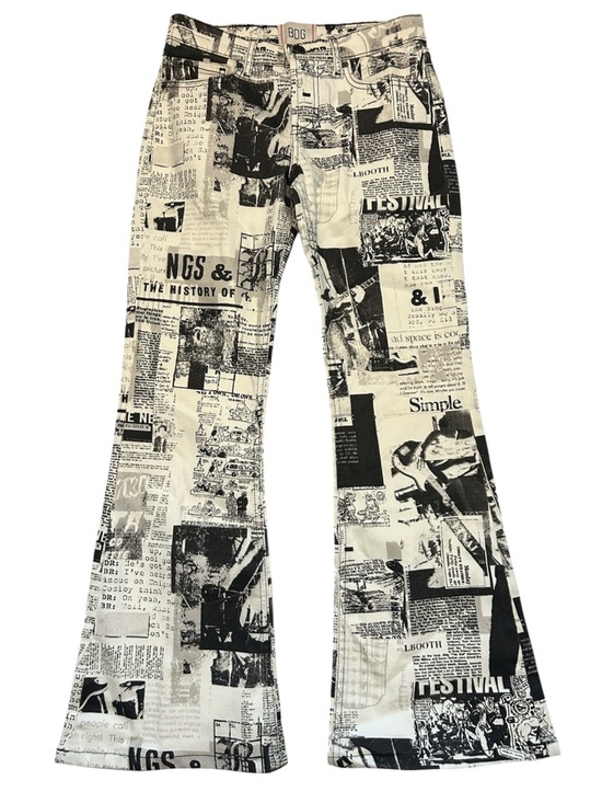 BDG Pants - Urban Outfitters BDG newspaper print bengaline low-rise flare trousers